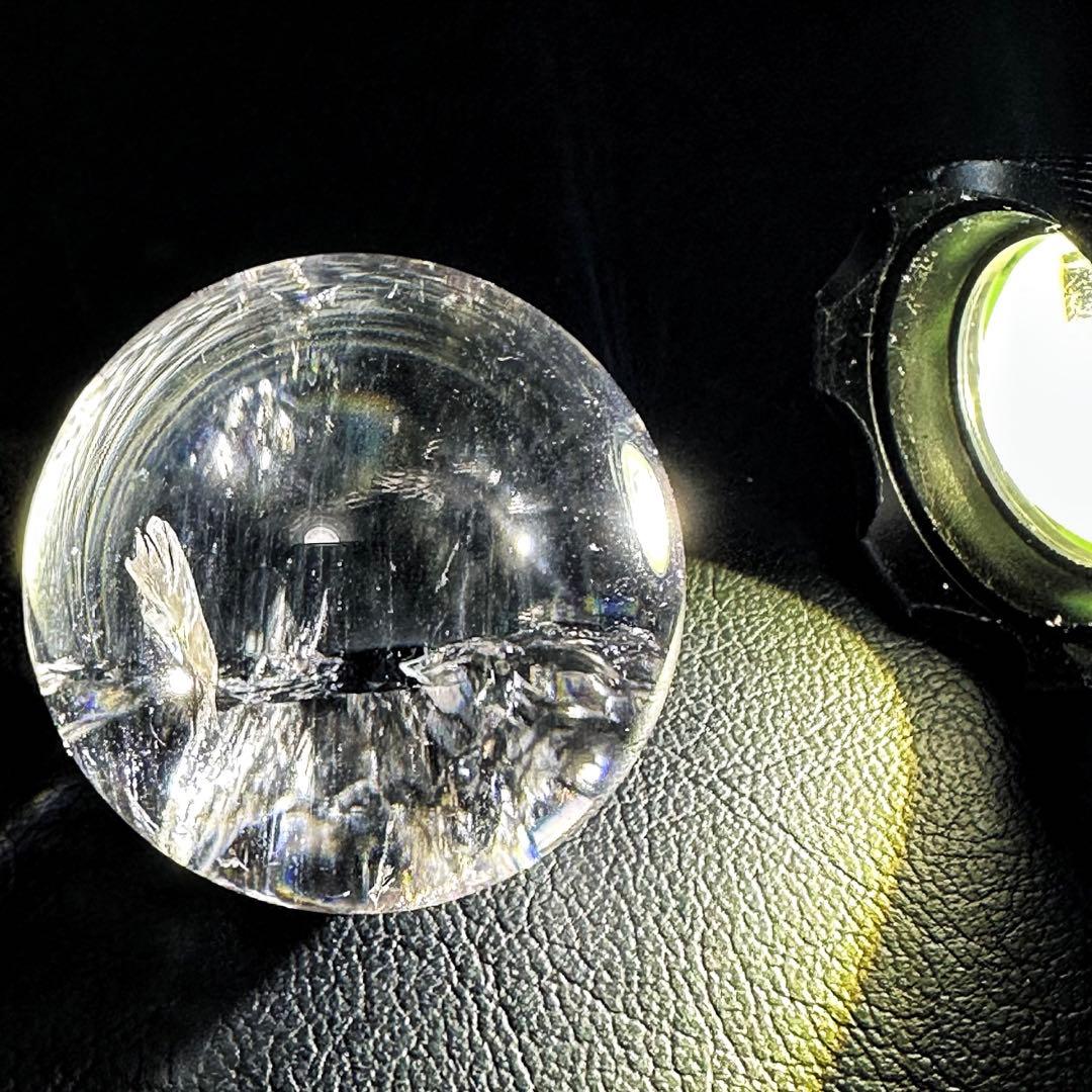 爆アレ❗️ヒマラヤ ブルーエンジェルラダークォーツ 丸玉 虹入り A731