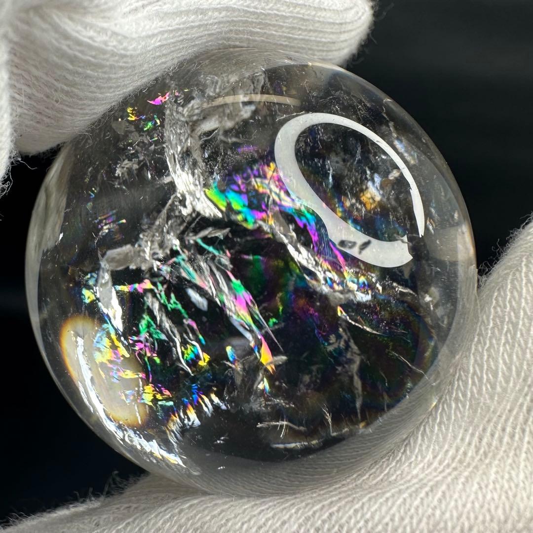 爆アレ❗️ヒマラヤ ブルーエンジェルラダークォーツ 丸玉 虹入り A731