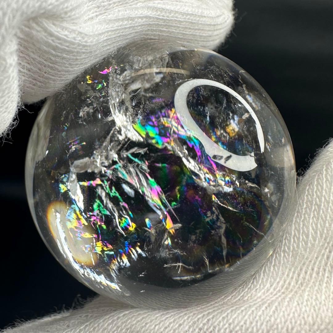 爆アレ❗️ヒマラヤ ブルーエンジェルラダークォーツ 丸玉 虹入り A731