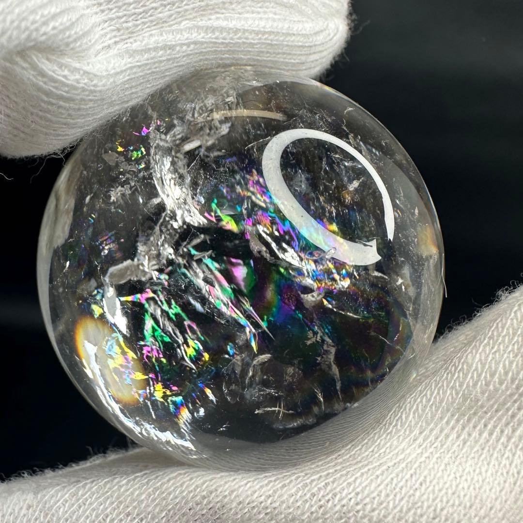 爆アレ❗️ヒマラヤ ブルーエンジェルラダークォーツ 丸玉 虹入り A731