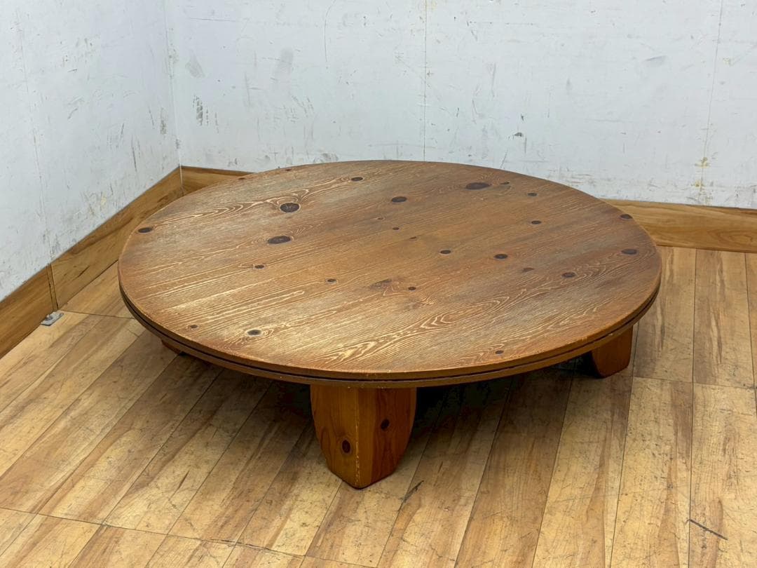 T8084☆ACTUS☆アクタス☆F1テーブルリビングテーブル円卓パイン材無垢☆