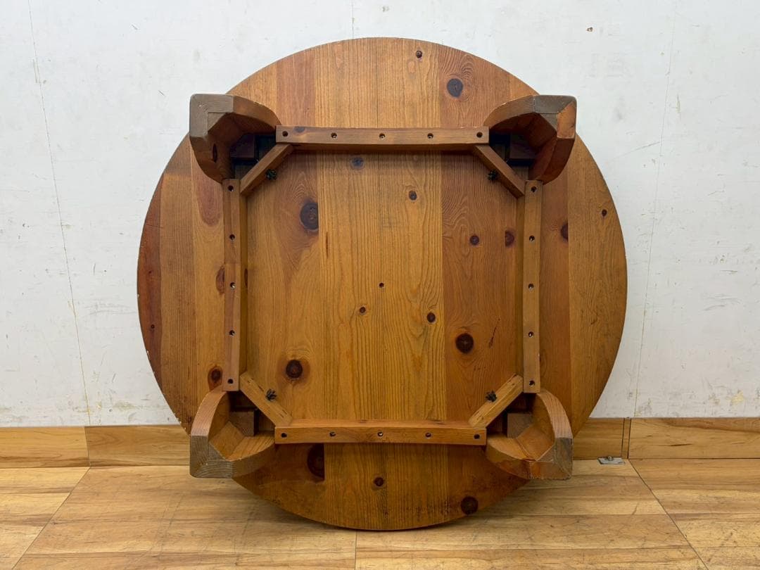 T8084☆ACTUS☆アクタス☆F1テーブルリビングテーブル円卓パイン材無垢☆