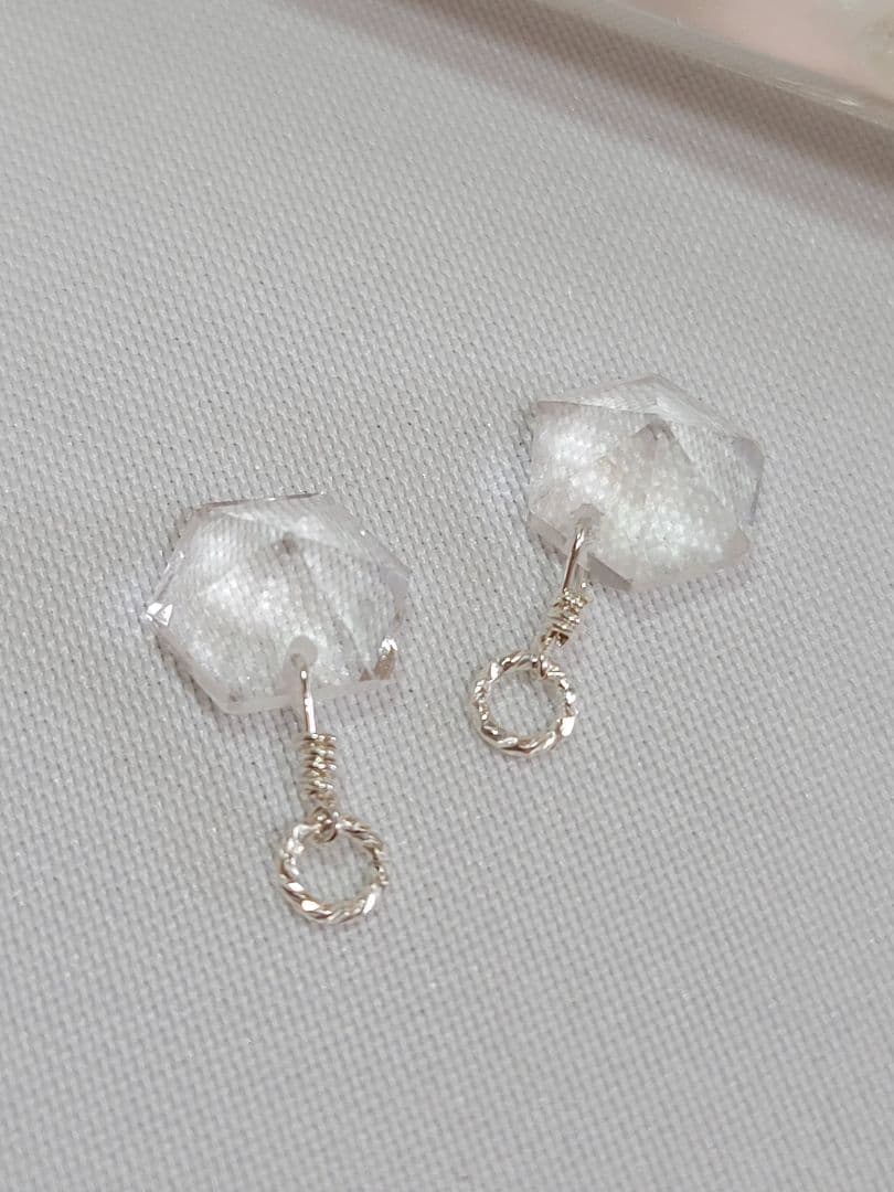 水晶ピアスチャーム☆シルバー925ハンドメイド天然石