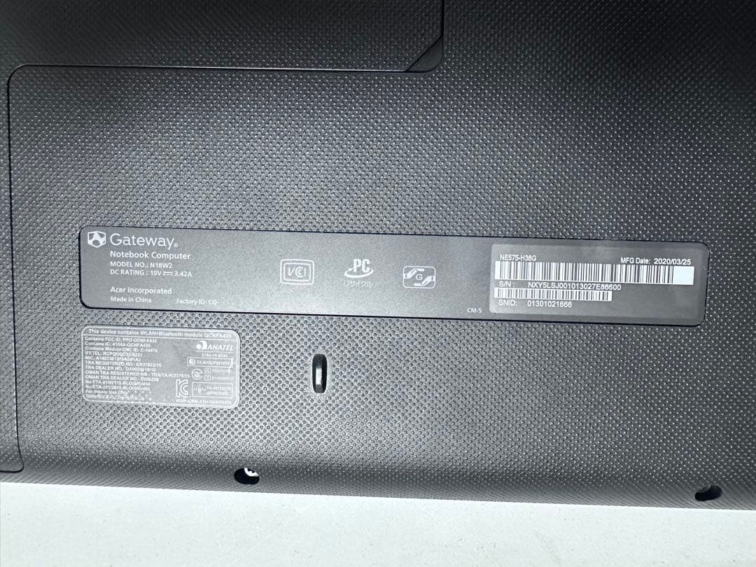 Gateway ノートPC ブラック ACアダプター付き