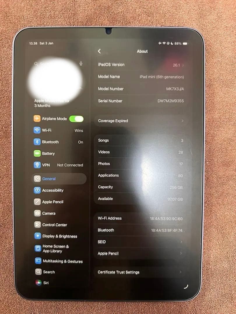 【美品】iPad mini 第6パープル + Apple Pencil第2世代