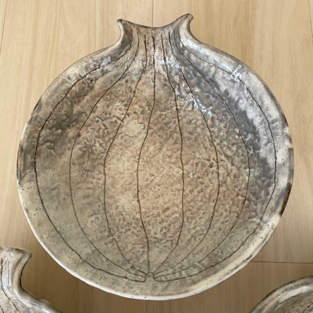 玉ねぎ　型　中鉢　煮物鉢　深皿　丼　オニオ　型　鉢　ボウル　カレー・パスタ　3枚