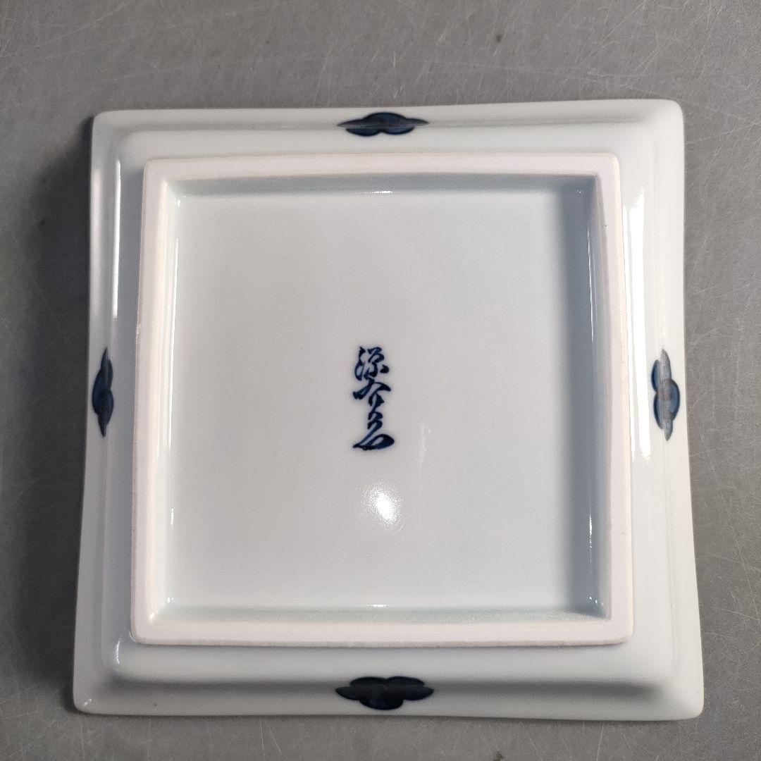 A1324-6/有田焼/源右衛門窯/古染風梅紋銘々皿5客/共箱/飾皿/懐石道具/