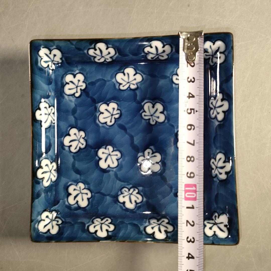 A1324-6/有田焼/源右衛門窯/古染風梅紋銘々皿5客/共箱/飾皿/懐石道具/