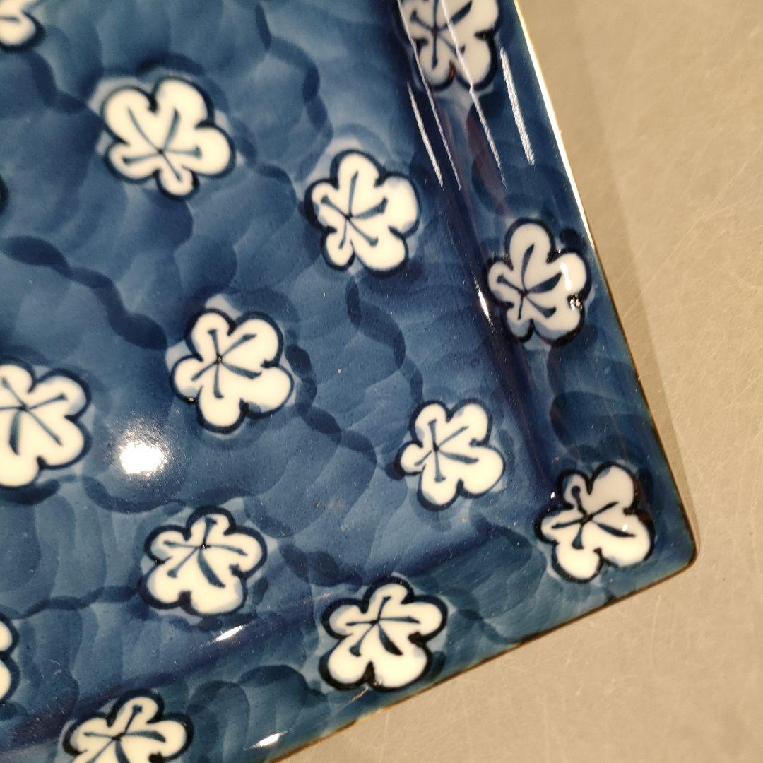 A1324-6/有田焼/源右衛門窯/古染風梅紋銘々皿5客/共箱/飾皿/懐石道具/