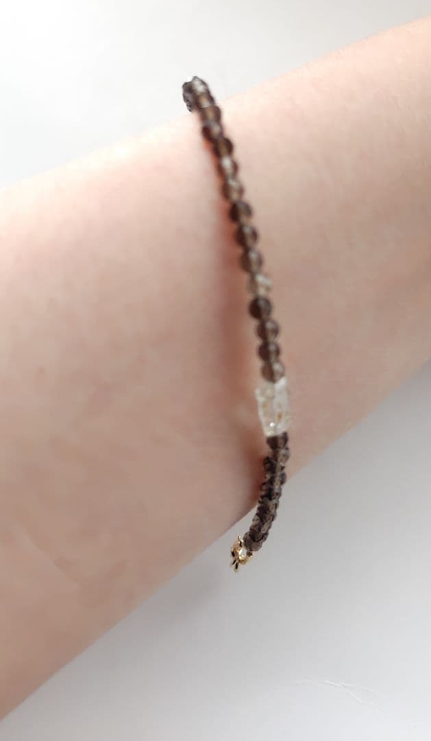 14kgf ブレスレット オイルインクォーツ スモーキークォーツ 大人 シンプル