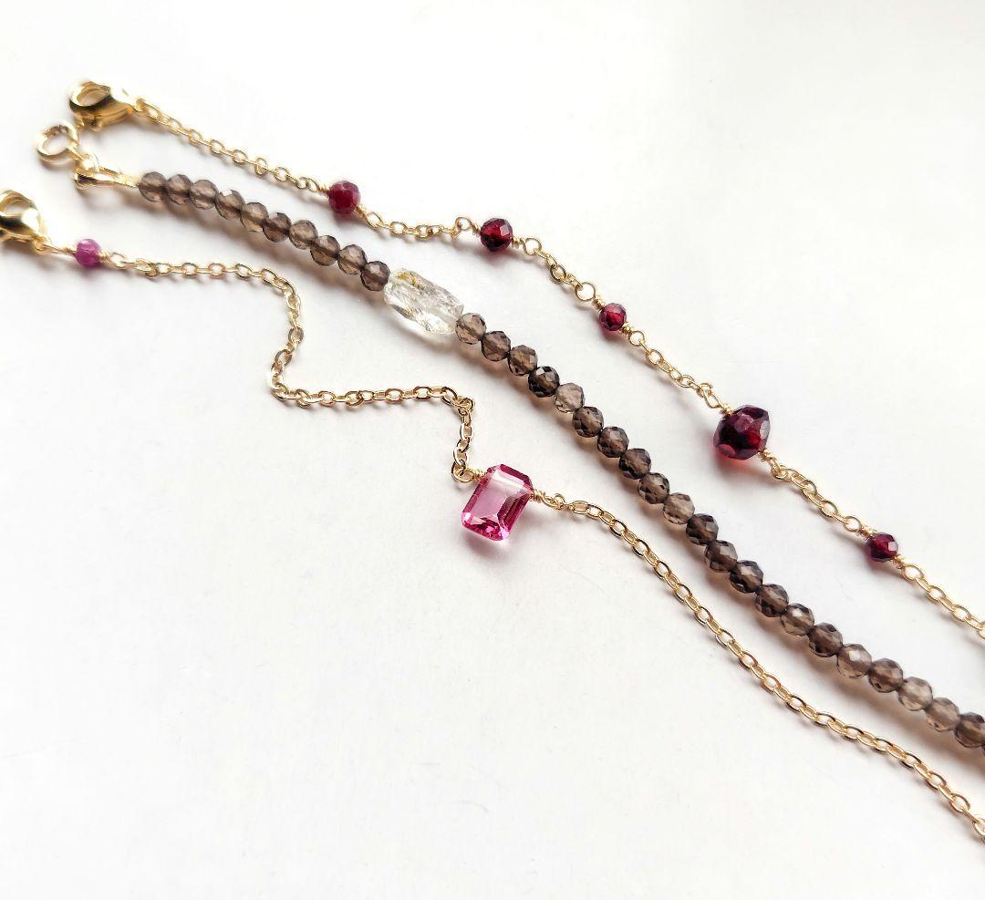 14kgf ブレスレット オイルインクォーツ スモーキークォーツ 大人 シンプル