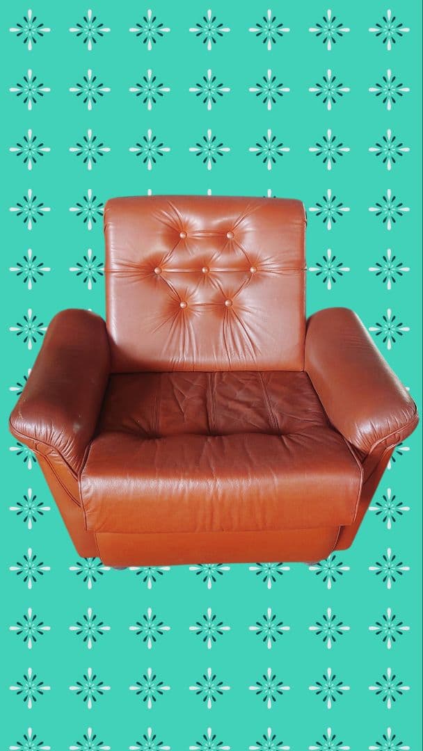 一人用ソファー、ソファー、ヴィンテージ、レトロ、アンティーク、昭和、茶色ソファー