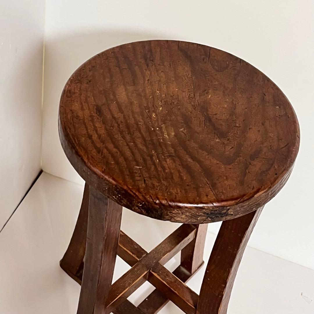 【ビンテージ】木製・丸椅子　ウッドスツール