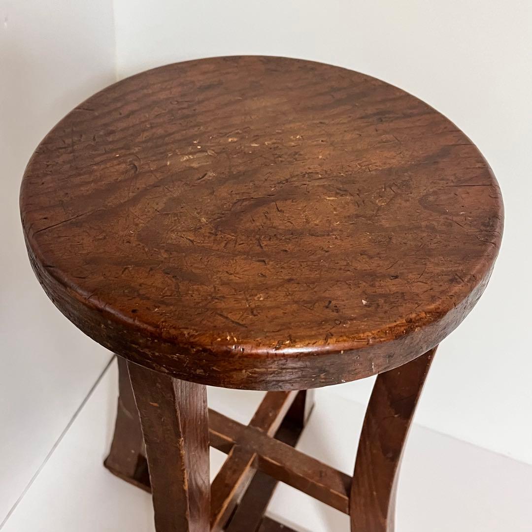 【ビンテージ】木製・丸椅子　ウッドスツール