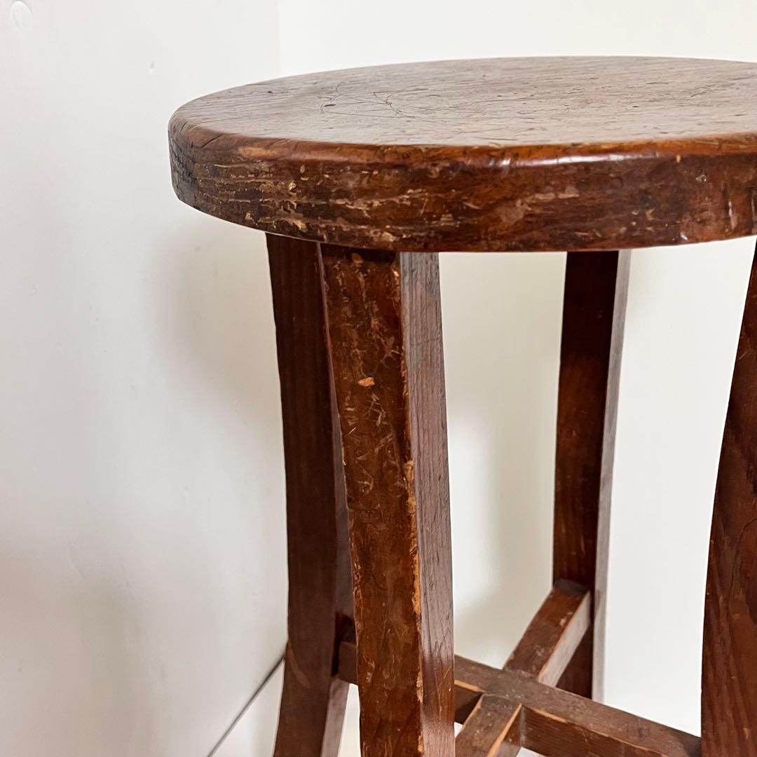 【ビンテージ】木製・丸椅子　ウッドスツール