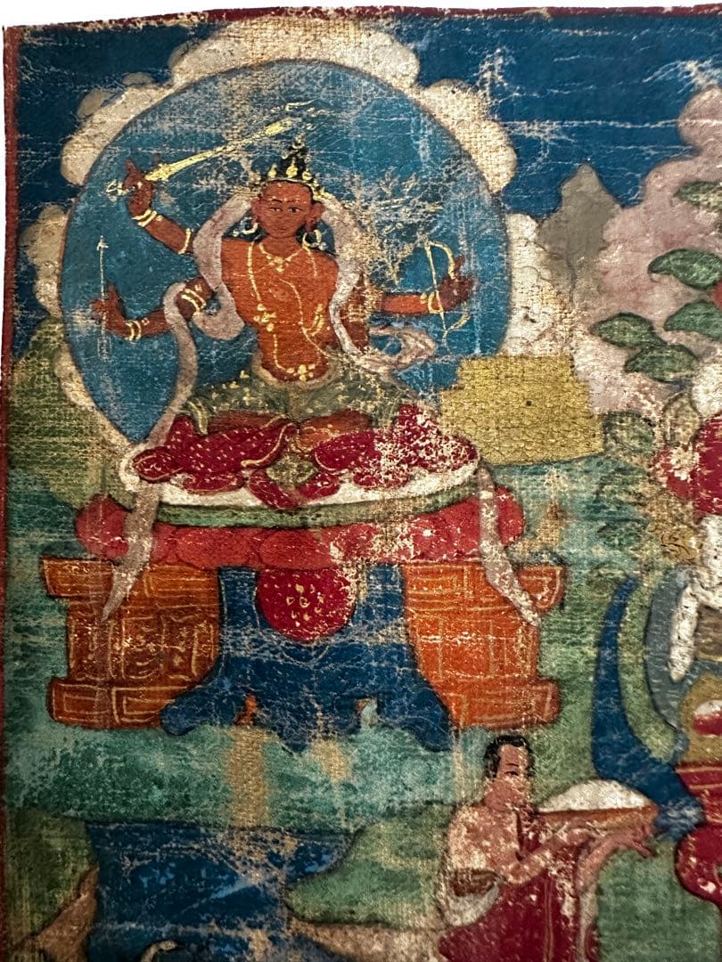 チベット仏画　タンカ　文殊菩薩 アンティーク