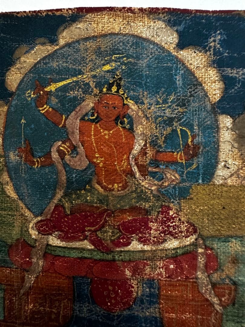 チベット仏画　タンカ　文殊菩薩 アンティーク