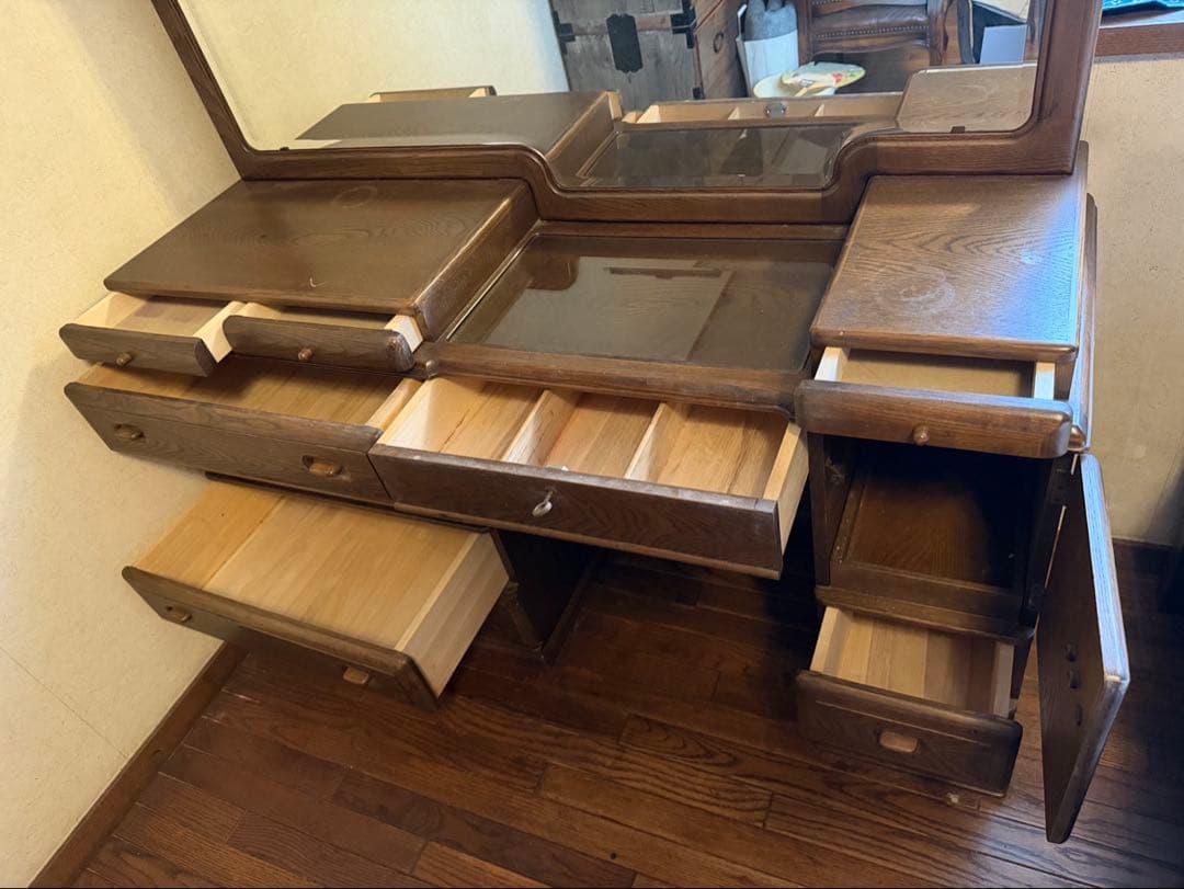 おぱんちゅうさぎ　家具　鏡台ドレッサー杢目天然無垢？巨匠作品芸術美術骨董