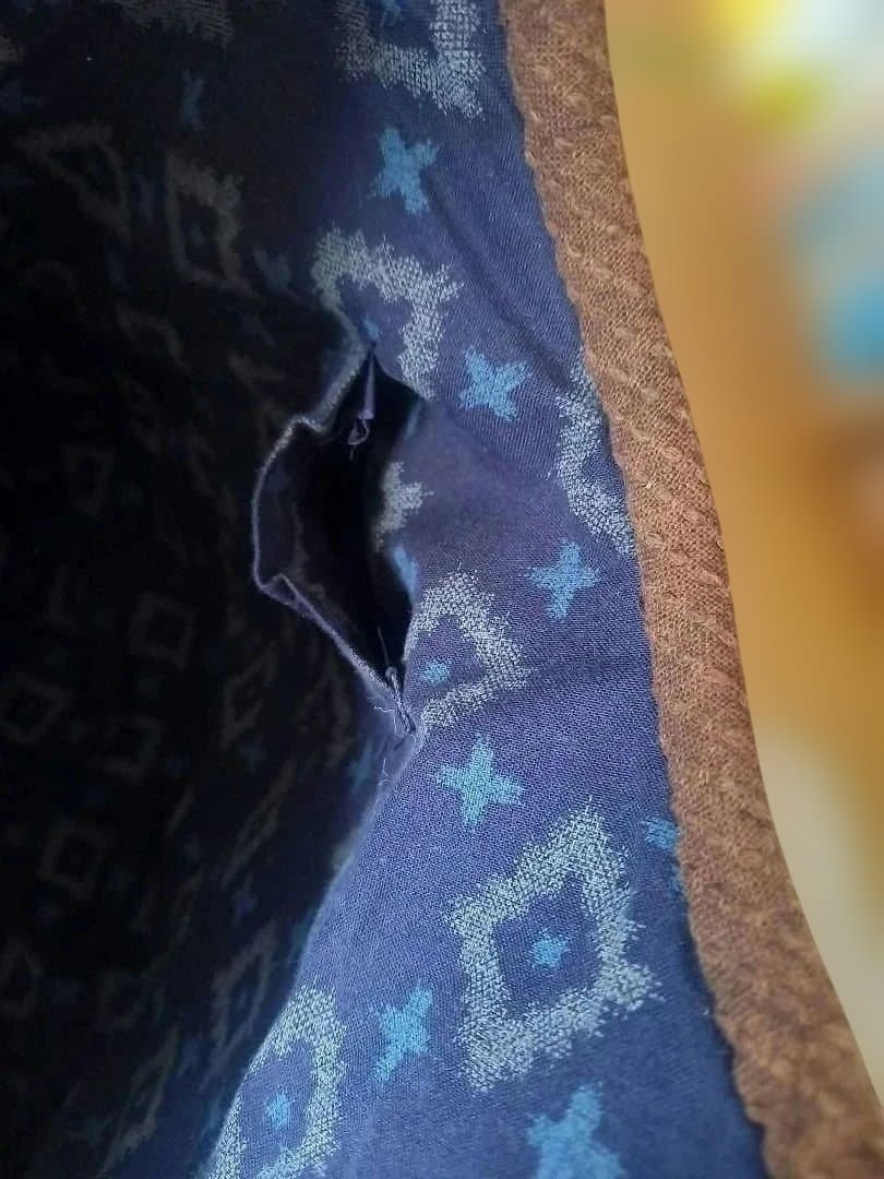 【一点もの】茶色の古布ハンドメイド　バッグ　パッチワークデザイン