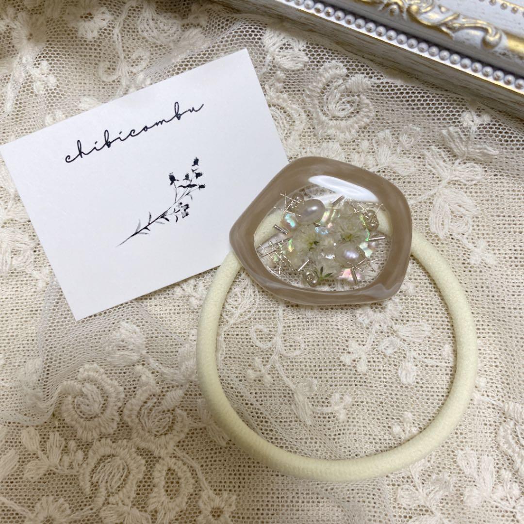 ハンドメイド　レジン　お花　ヘアゴム　ポニーフック　ブローチ　no.154