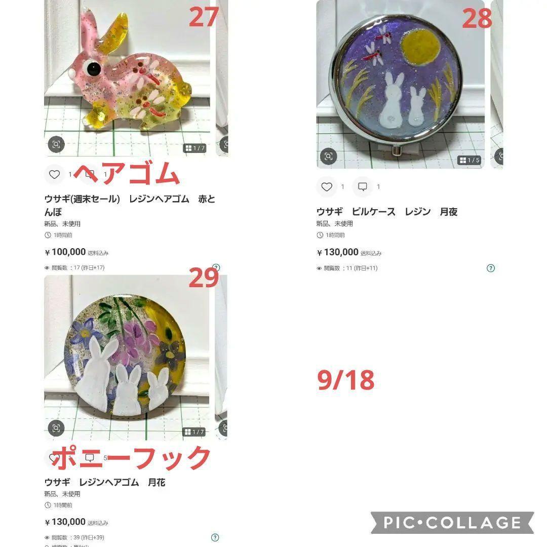 ひまうい様　9.18 ウサギ　レジンヘアゴム　月花