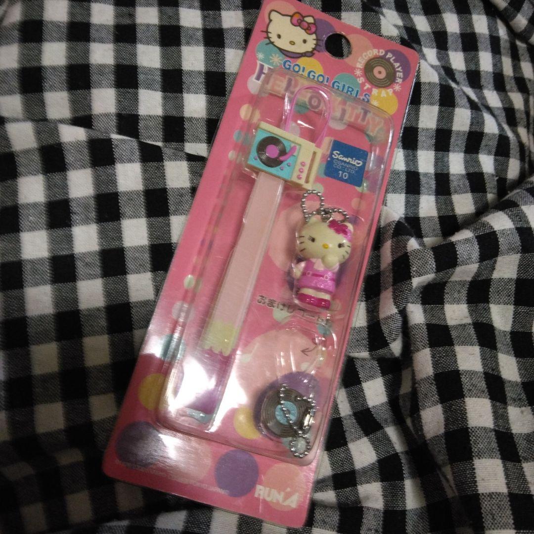 超希少　GO!GO！GIRLSハローキティレコードプレーヤーストラップ　1994