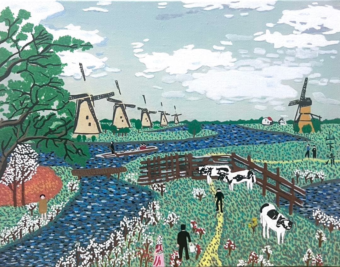 【F6号】山下清（長岡の花火）手描/表裏サイン有り/油彩/アクリル/裏シール有り