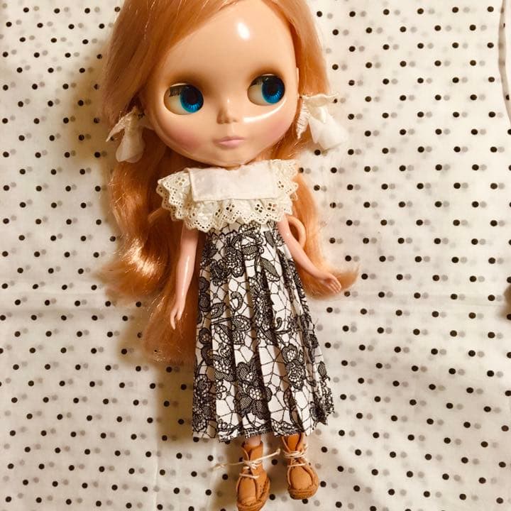 ネイビー　特別価格♡付け襟付きクラシカルワンピース　リカちゃん　ブライス