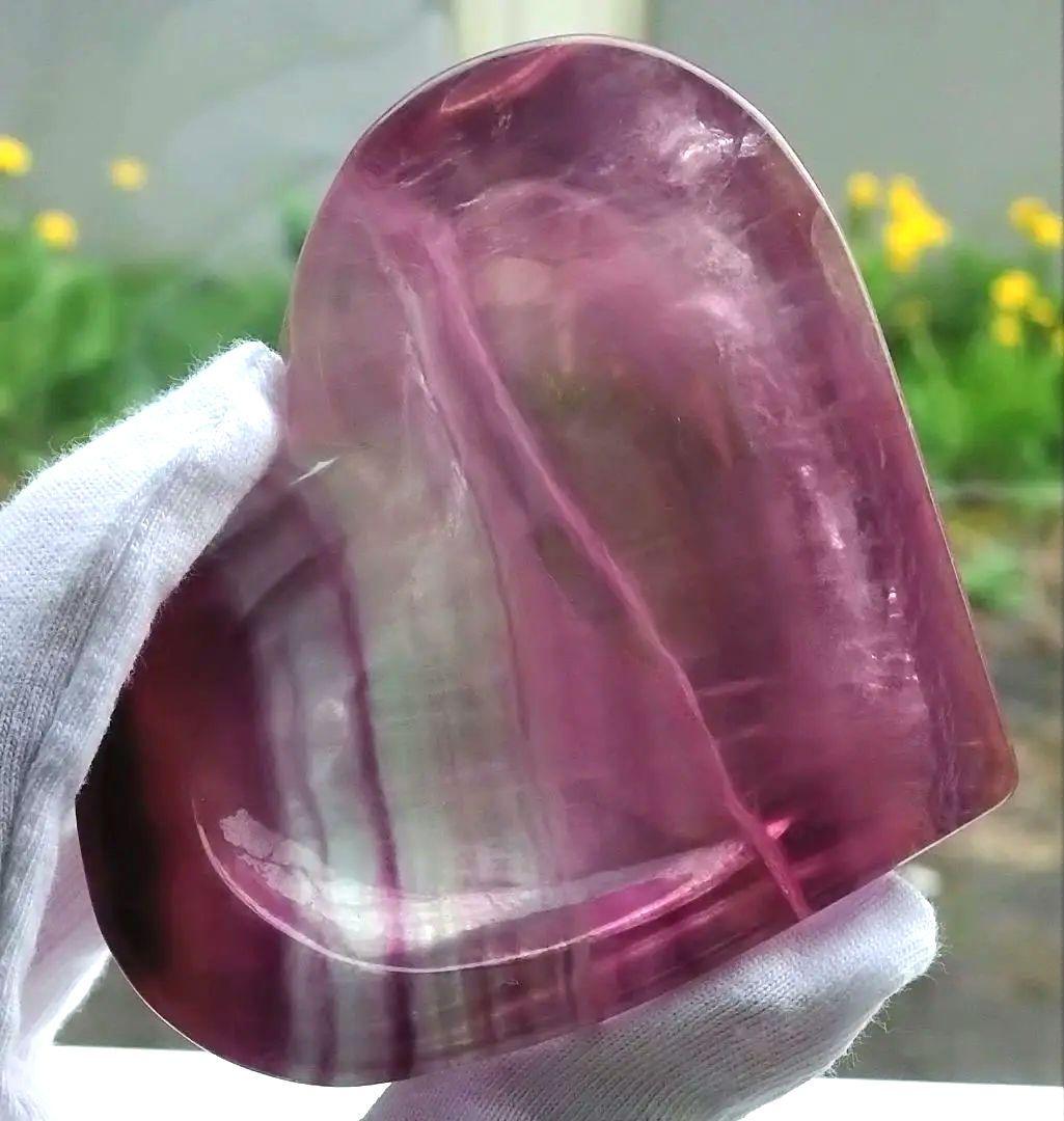 キャンディ フローライト　ハート　皿　器　浄化皿　小物入　蛍石　②