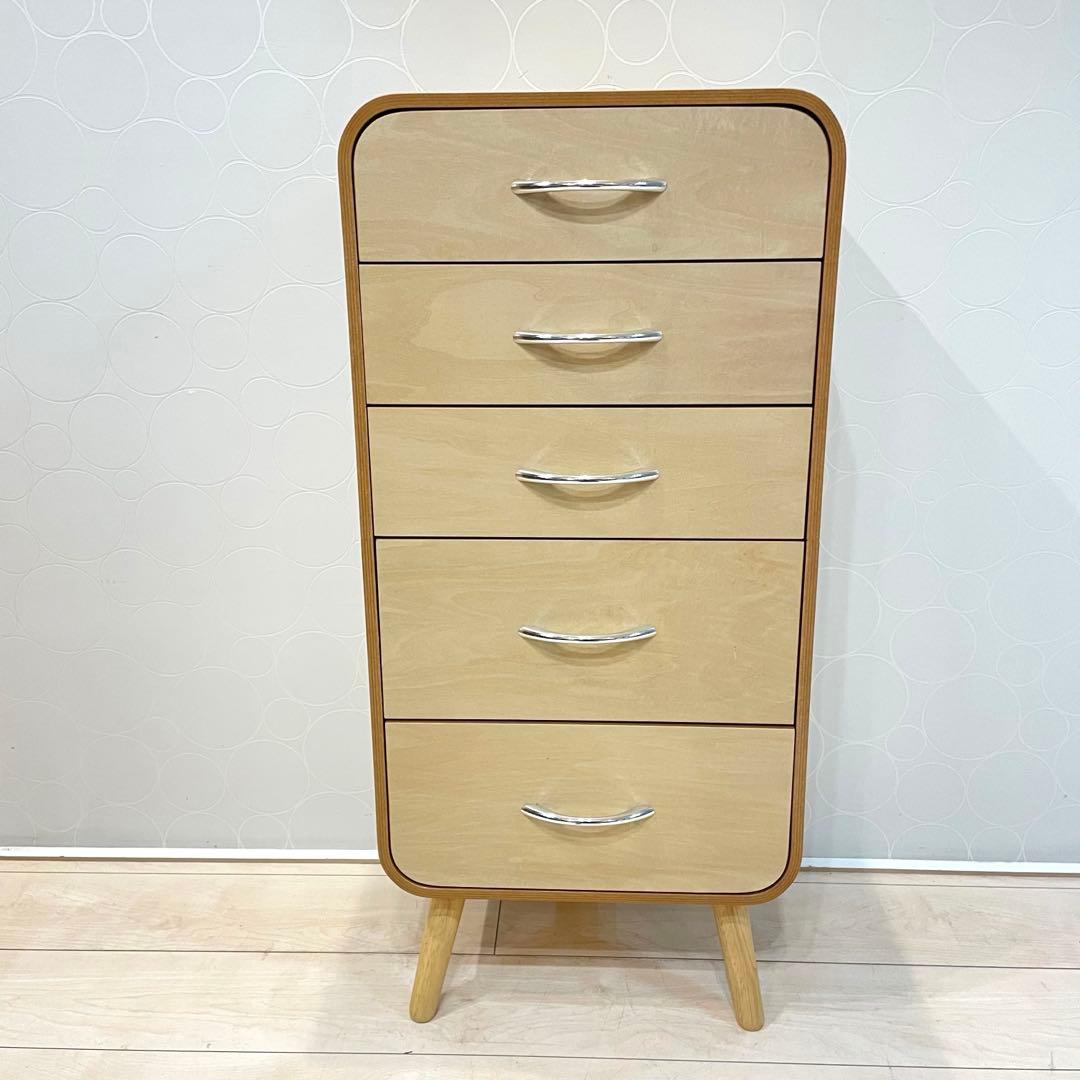 【ベルメゾン】曲げ木チェスト サイドチェスト 5段 ナチュラル 北欧風