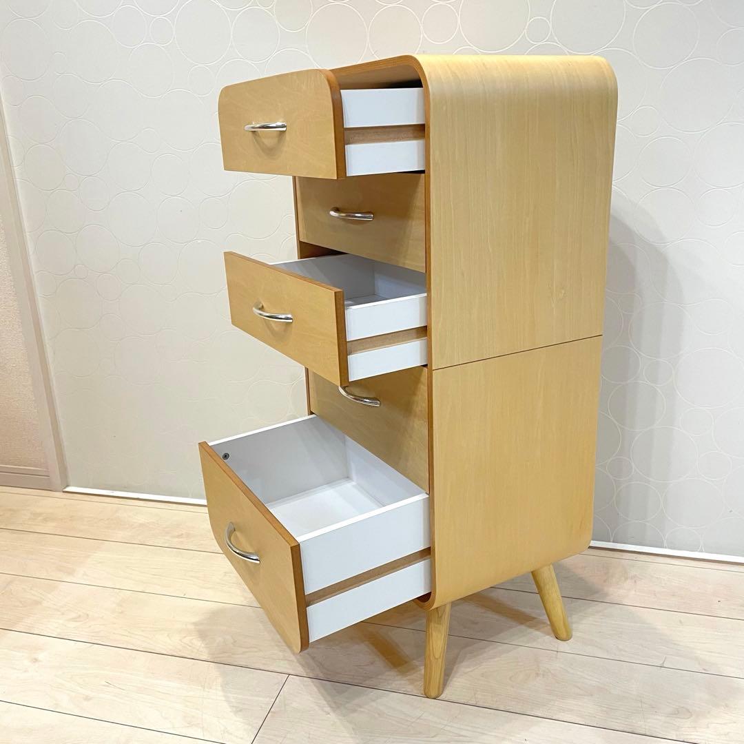 【ベルメゾン】曲げ木チェスト サイドチェスト 5段 ナチュラル 北欧風