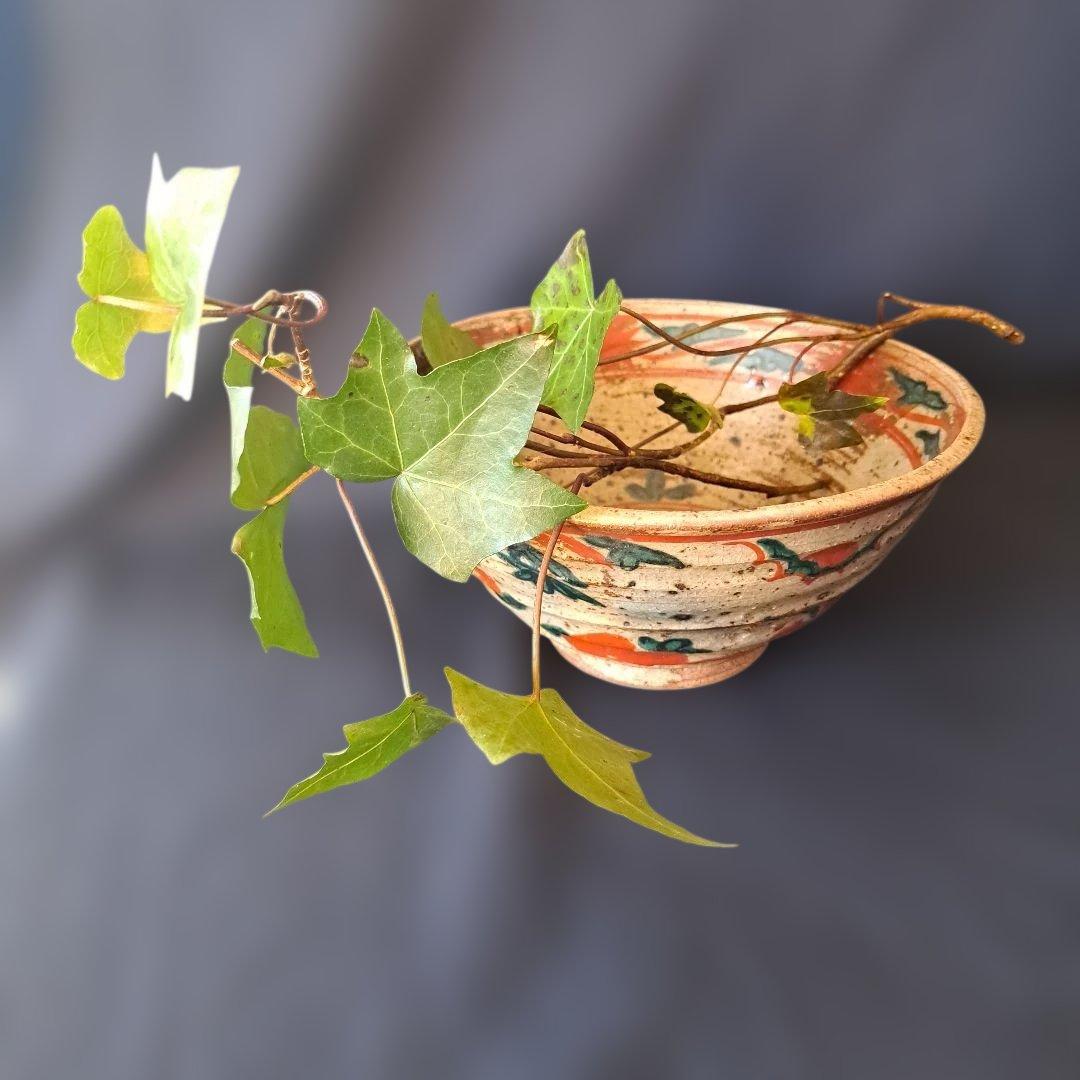 「古き犬山焼きの\"赤\"を求めて！」 江戸犬山焼鉢(直径18cm) 骨董アンティー