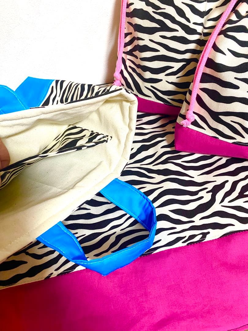 pooooon96　ゼブラ柄　ピンク　入園入学グッズ