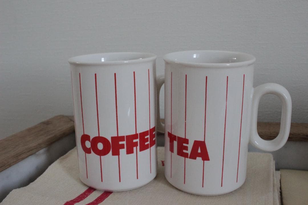 レアHornsea・ホーンジー/ストライプ・赤・マグCOFFEE（コーヒー）