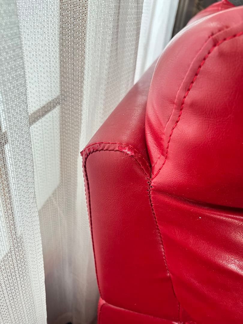 ‼️送料込み‼️【ソファ部分】今泉家具 中古 カウチソファ 赤 合皮 3人掛け