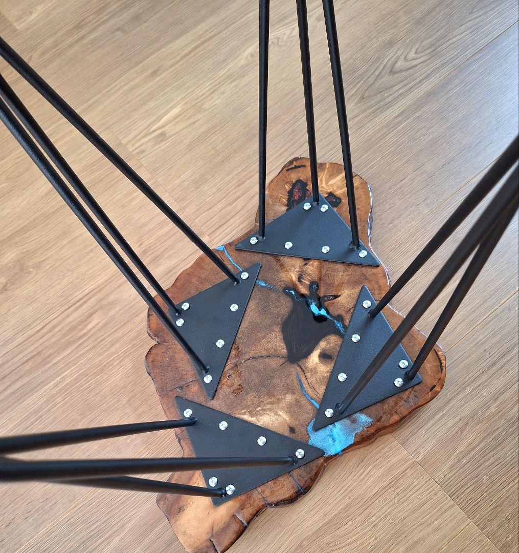 サイドテーブル　黒柿　レジン