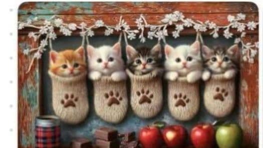 靴下に入ったねこパネル生地　ハンドメイド