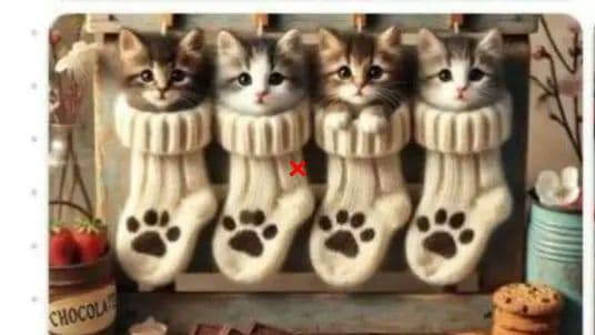 靴下に入ったねこパネル生地　ハンドメイド