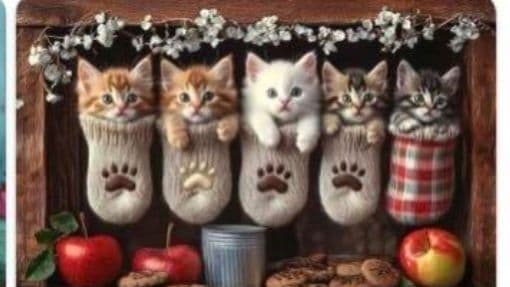 靴下に入ったねこパネル生地　ハンドメイド