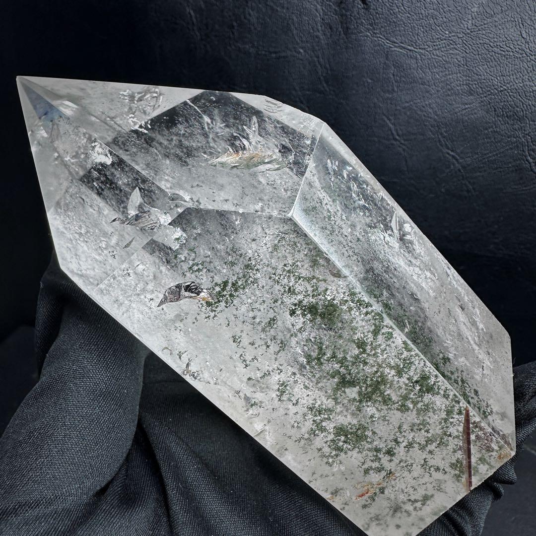 希少❗️ガーデンクォーツインクォーツ 虹☆六角柱　ポイント庭園水晶A1077