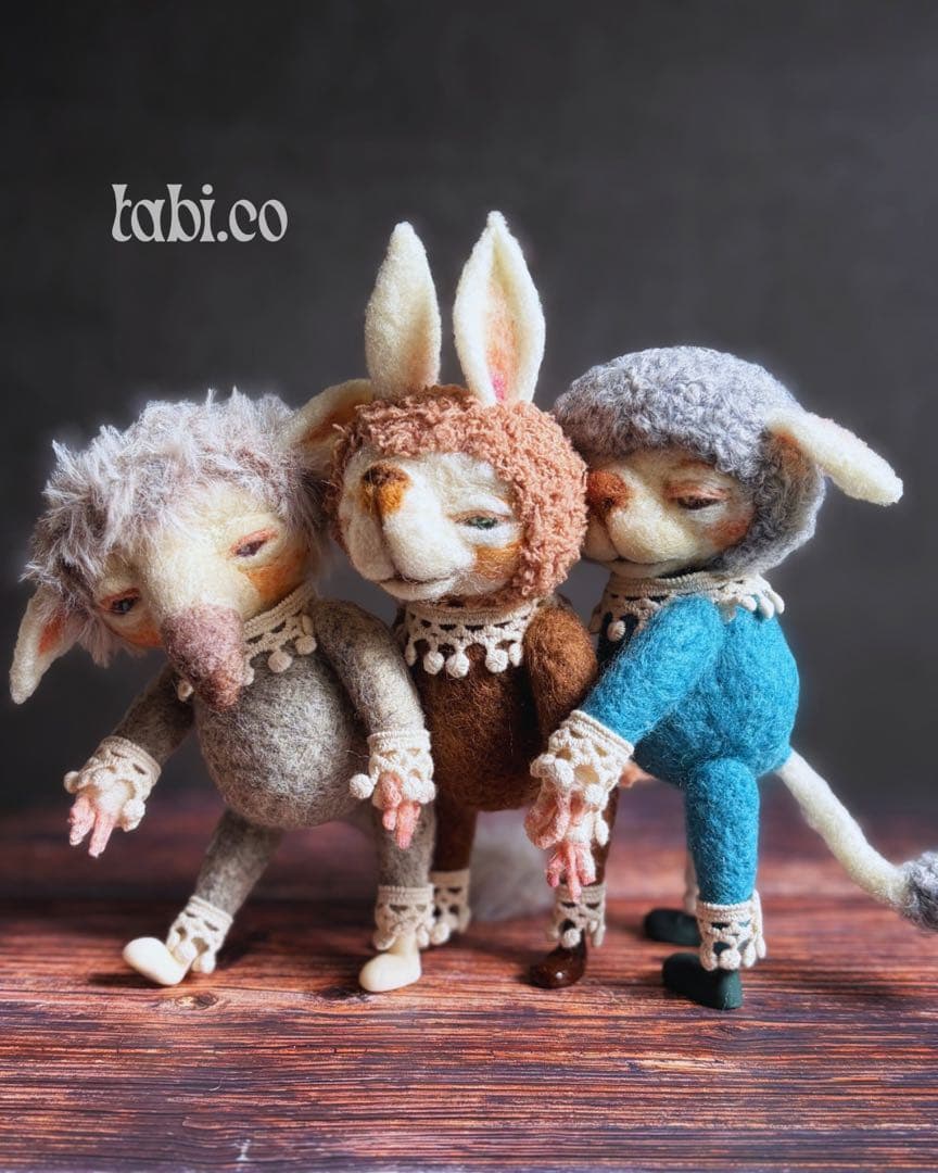 羊毛フェルト アートドール パポテ グリさん