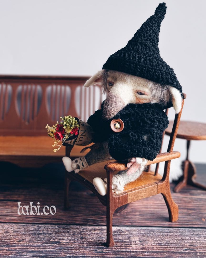 羊毛フェルト アートドール パポテ グリさん