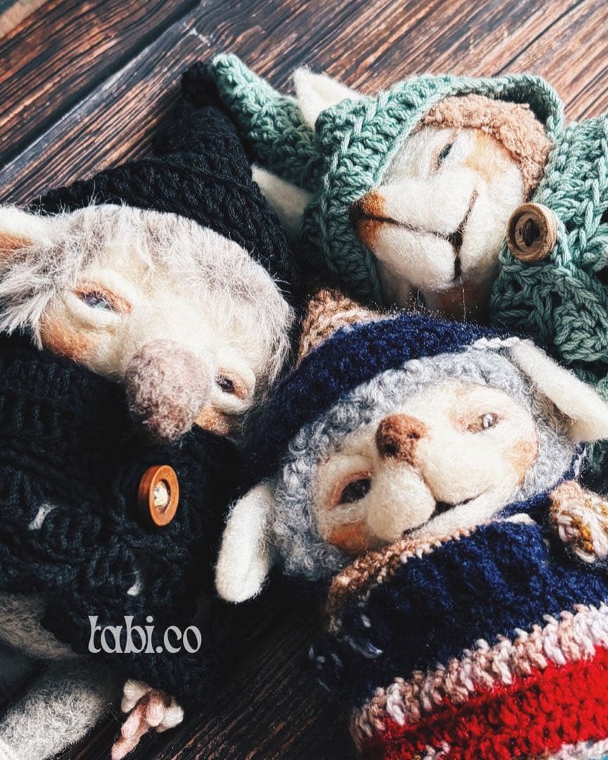 羊毛フェルト アートドール パポテ グリさん