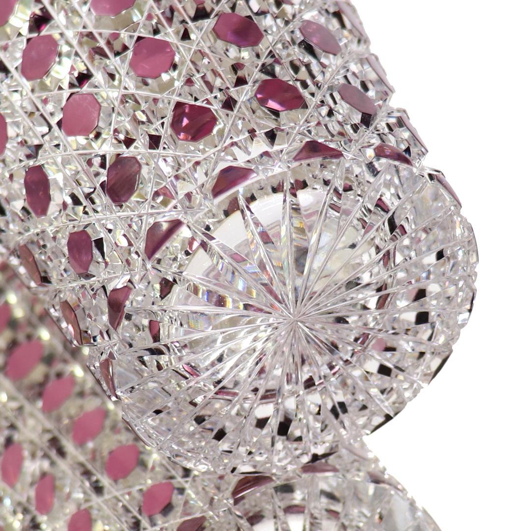 オールド・バカラ 上級作品 1890年 ルビー色被せ 切子 大型 花瓶 壺 紫