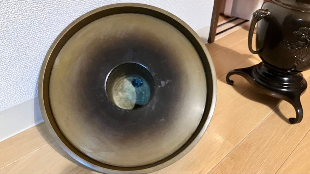 【レア品】平安松寿堂 花器 薄端 水盤 宣徳銅