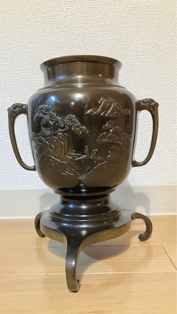 【レア品】平安松寿堂 花器 薄端 水盤 宣徳銅