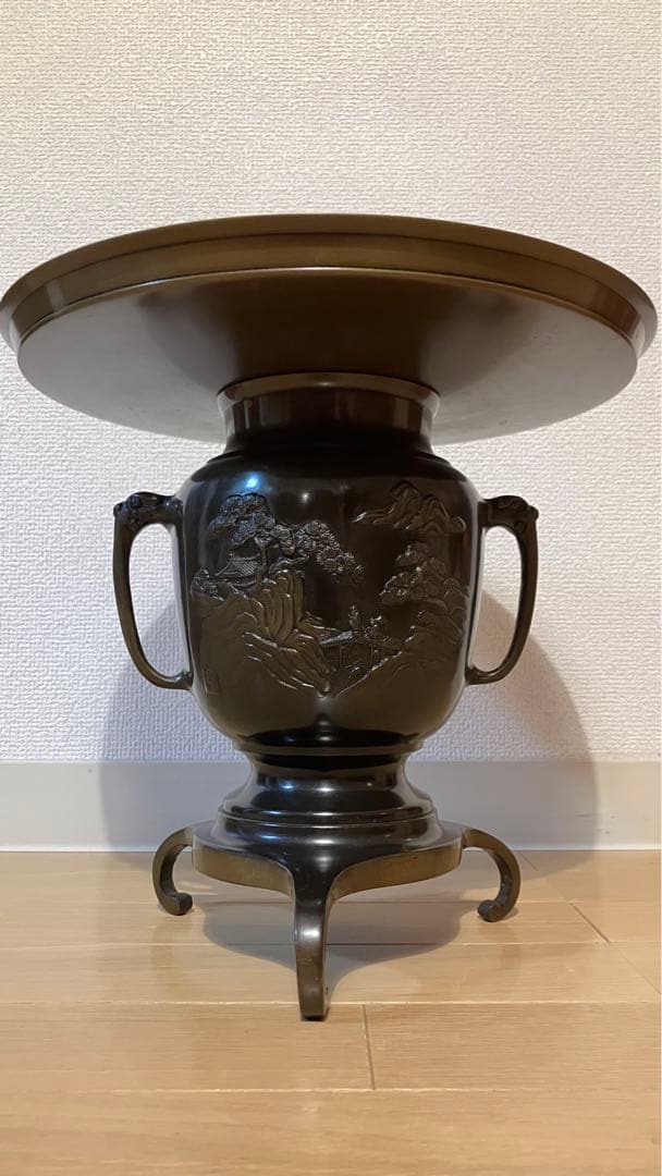 【レア品】平安松寿堂 花器 薄端 水盤 宣徳銅