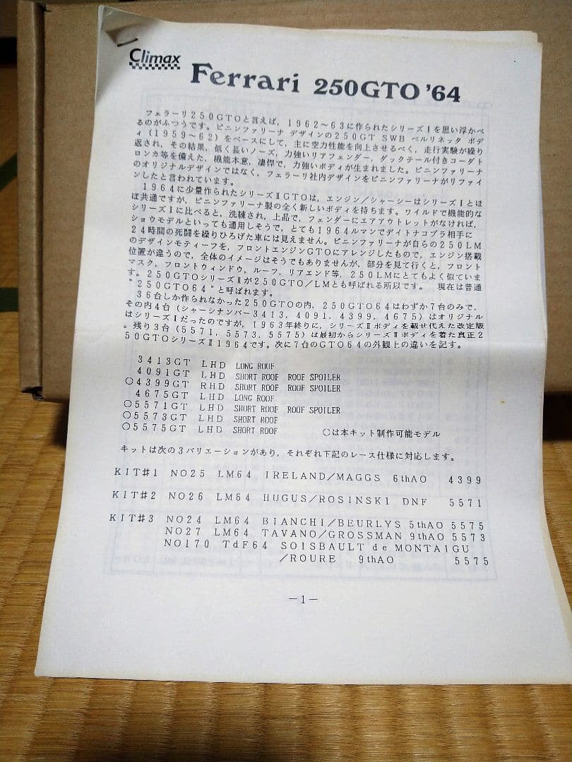 Ferrari 250GTO '64 プラモデルキット