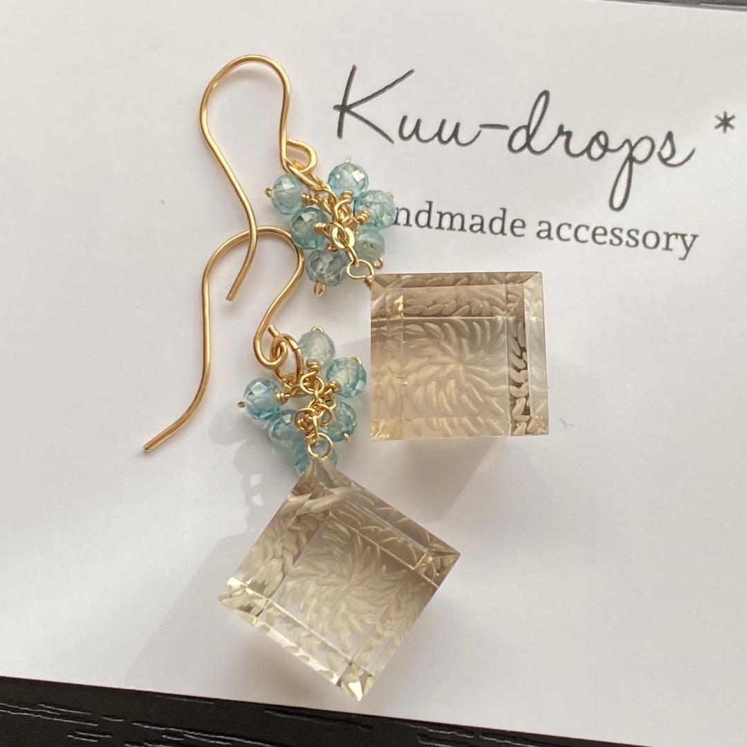 ♦︎レアなホワイトスモーキー♦︎バックカービング＊14kgfピアスP301