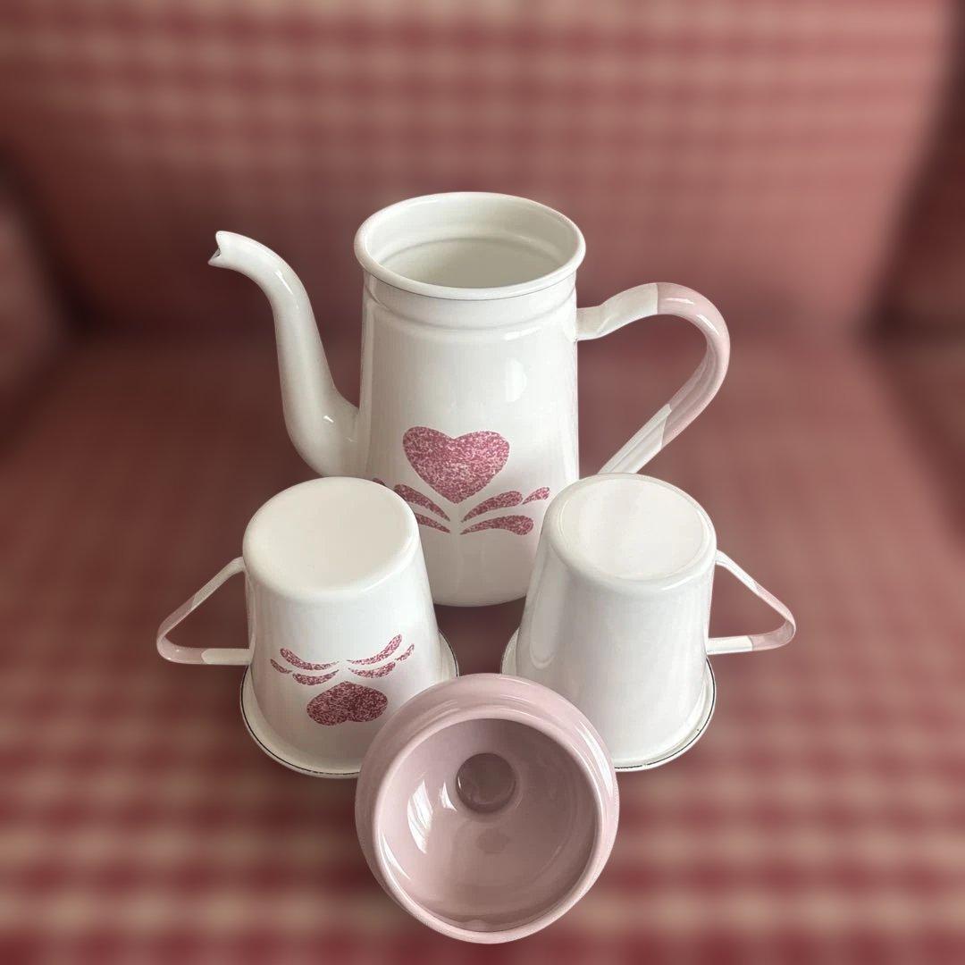 ピンクハート ホーローセット